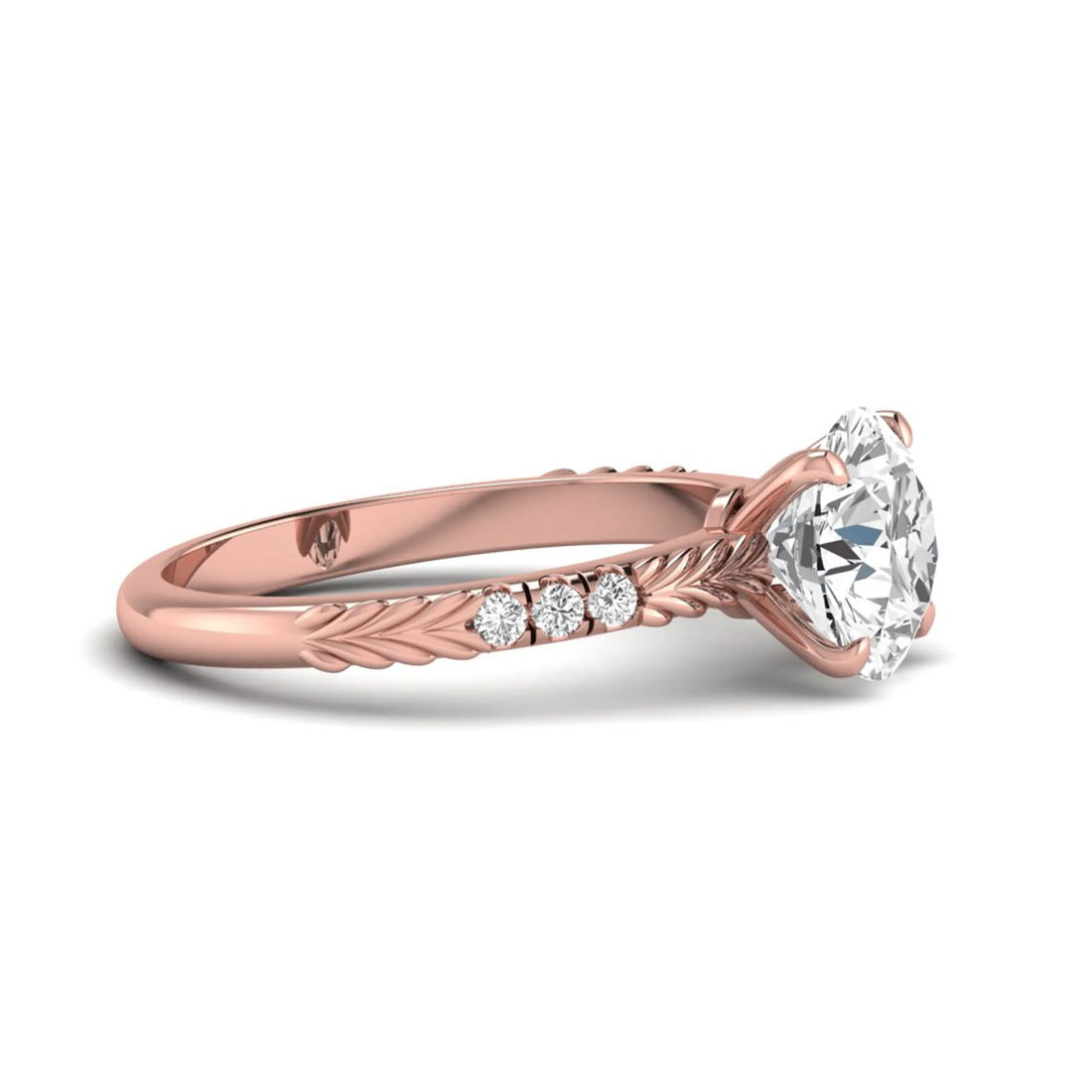 OctaPearl 2 ct Round Lab Grown Diamond Vintage Pave Engagement Ring