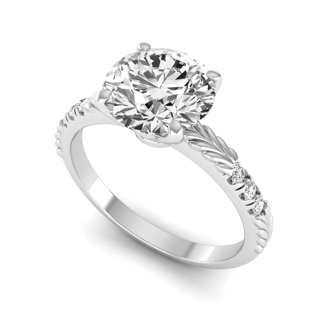 OctaPearl 2 ct Round Lab Grown Diamond Vintage Pave Engagement Ring