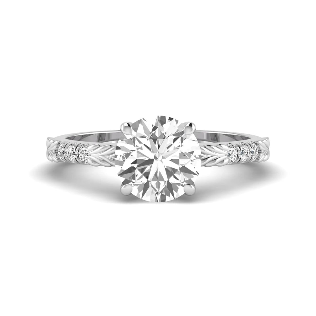 OctaPearl 2 ct Round Lab Grown Diamond Vintage Pave Engagement Ring