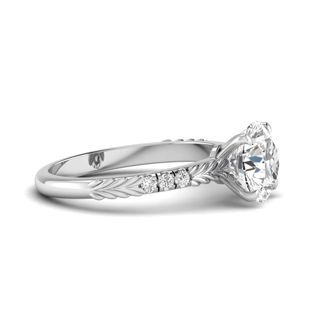 OctaPearl 2 ct Round Lab Grown Diamond Vintage Pave Engagement Ring
