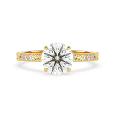 OctaPearl 2 ct Round Lab Grown Diamond Vintage Pave Engagement Ring