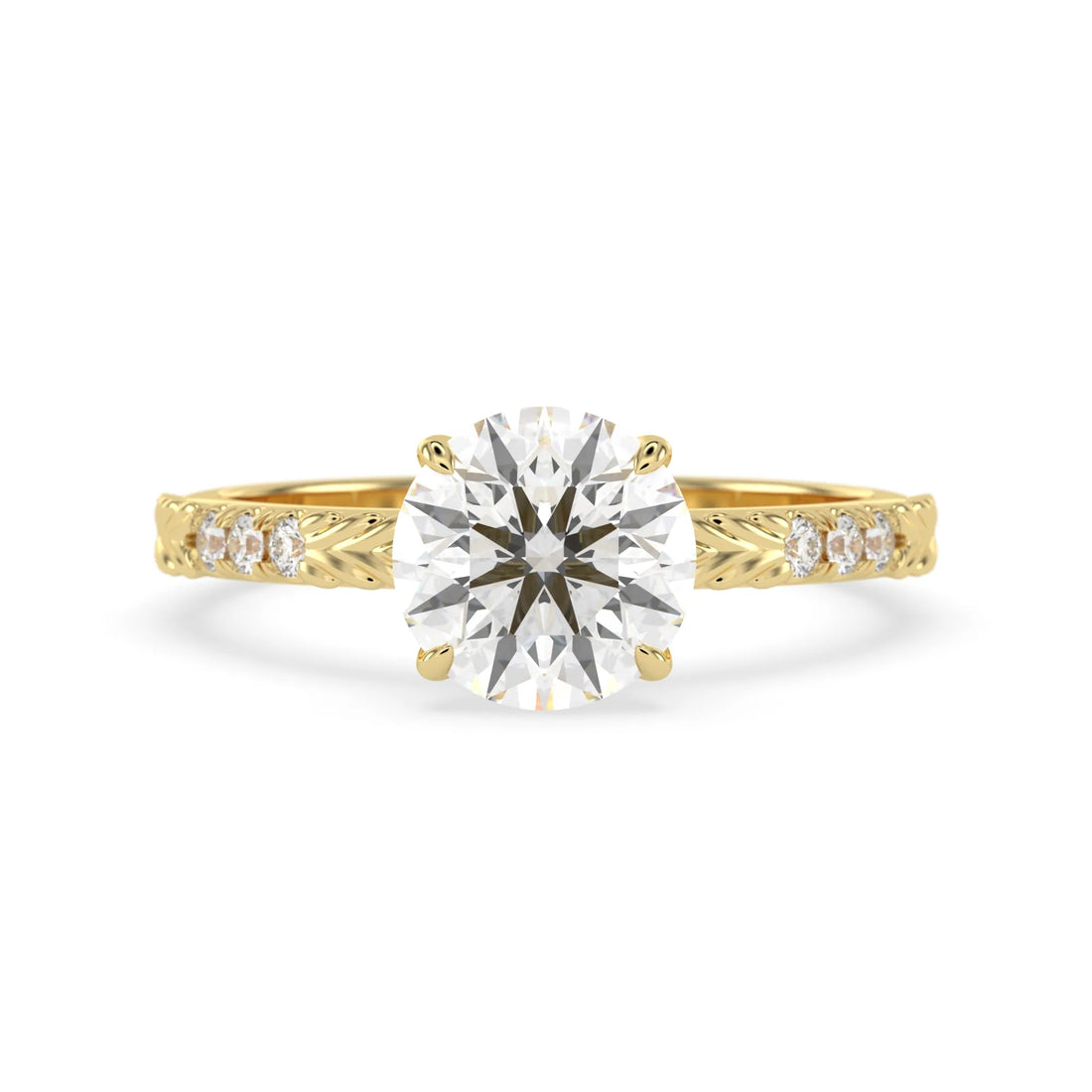 OctaPearl 2 ct Round Lab Grown Diamond Vintage Pave Engagement Ring