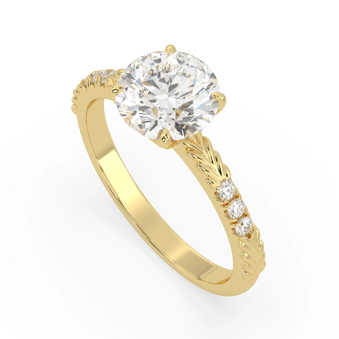 OctaPearl 2 ct Round Lab Grown Diamond Vintage Pave Engagement Ring