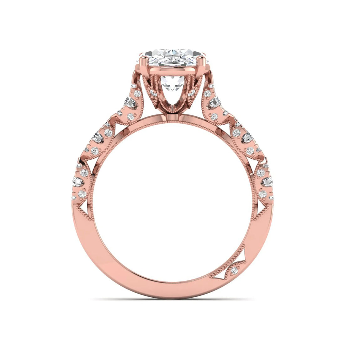 OctaPearl 3 ct Oval Prong Set Lab Grown Diamond Vintage Engagement Ring
