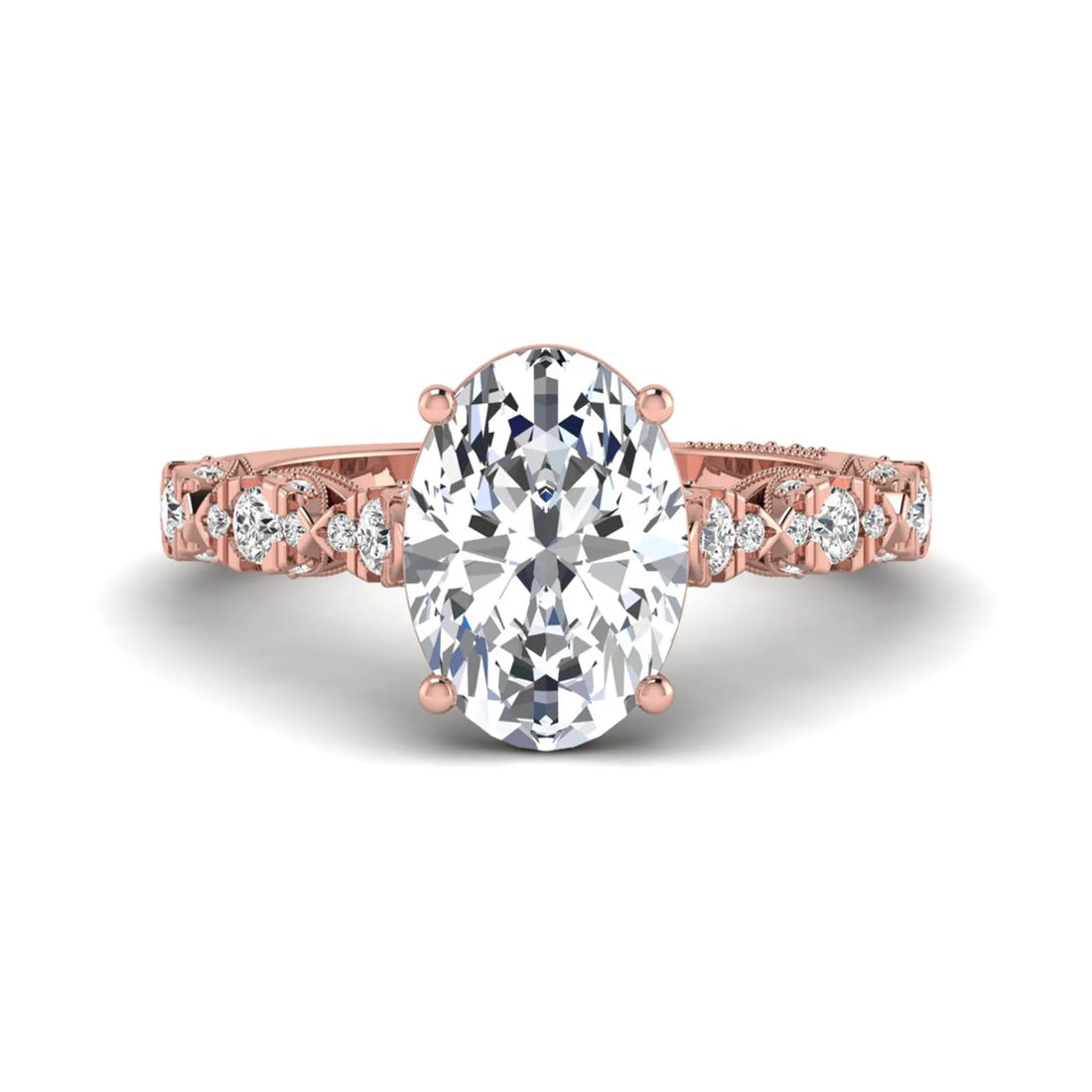 OctaPearl 3 ct Oval Prong Set Lab Grown Diamond Vintage Engagement Ring