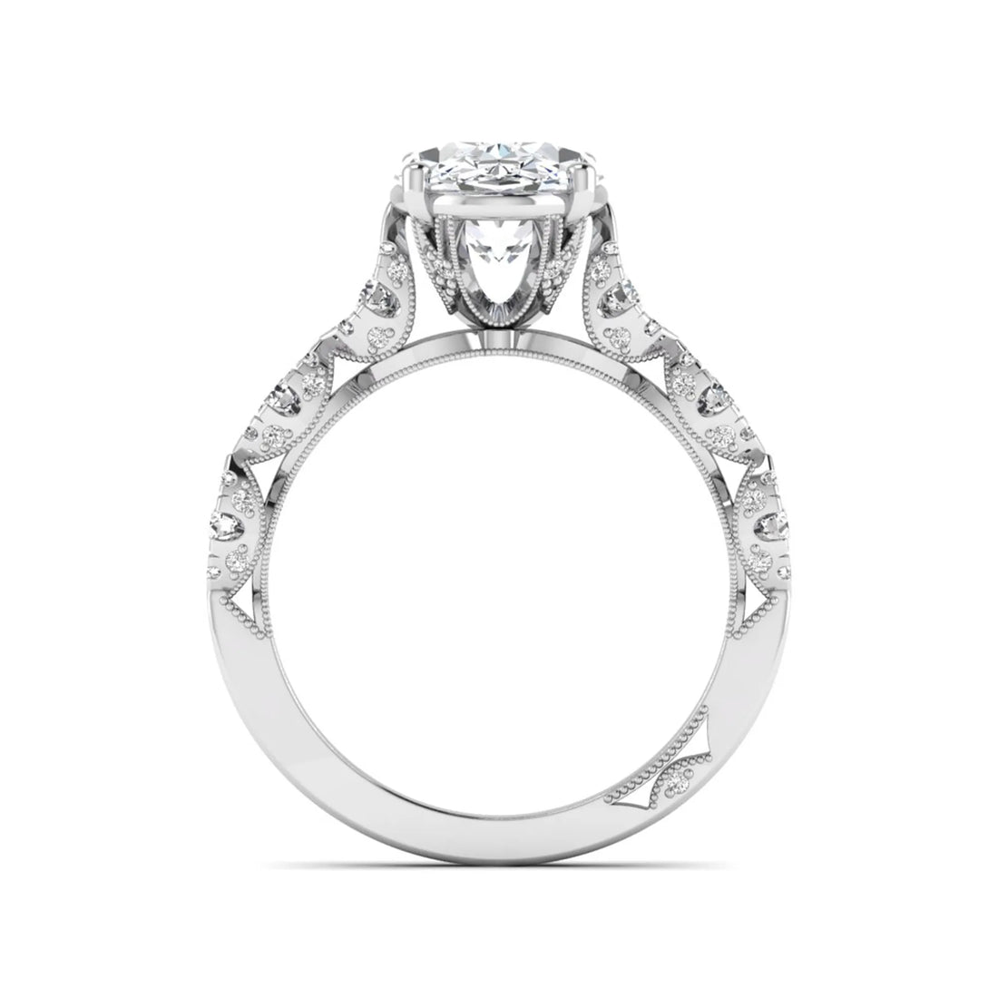 OctaPearl 3 ct Oval Prong Set Lab Grown Diamond Vintage Engagement Ring
