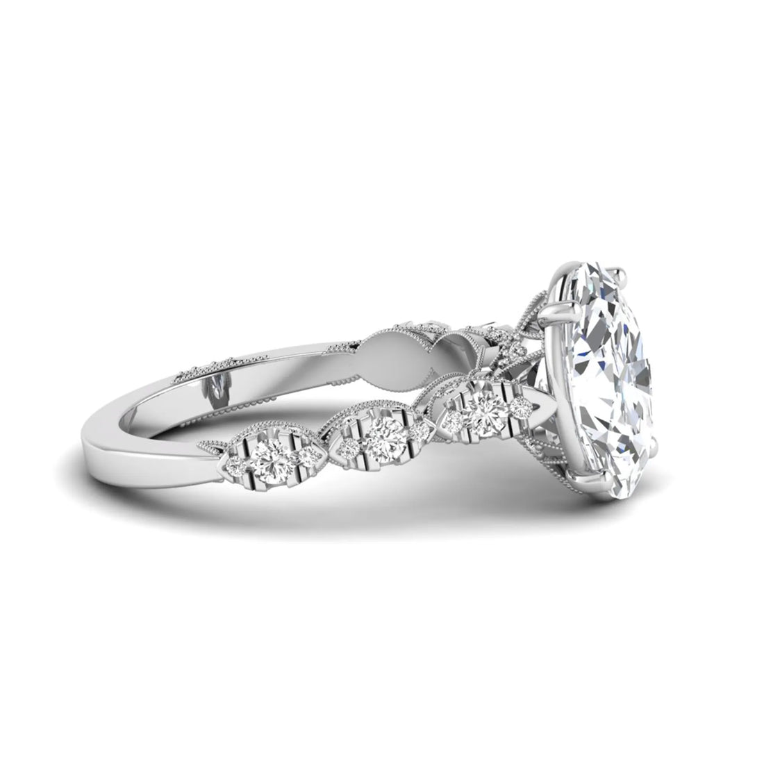 OctaPearl 3 ct Oval Prong Set Lab Grown Diamond Vintage Engagement Ring