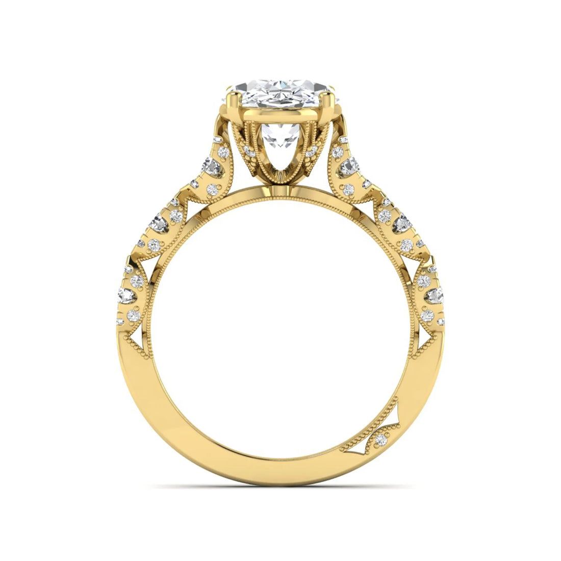 OctaPearl 3 ct Oval Prong Set Lab Grown Diamond Vintage Engagement Ring