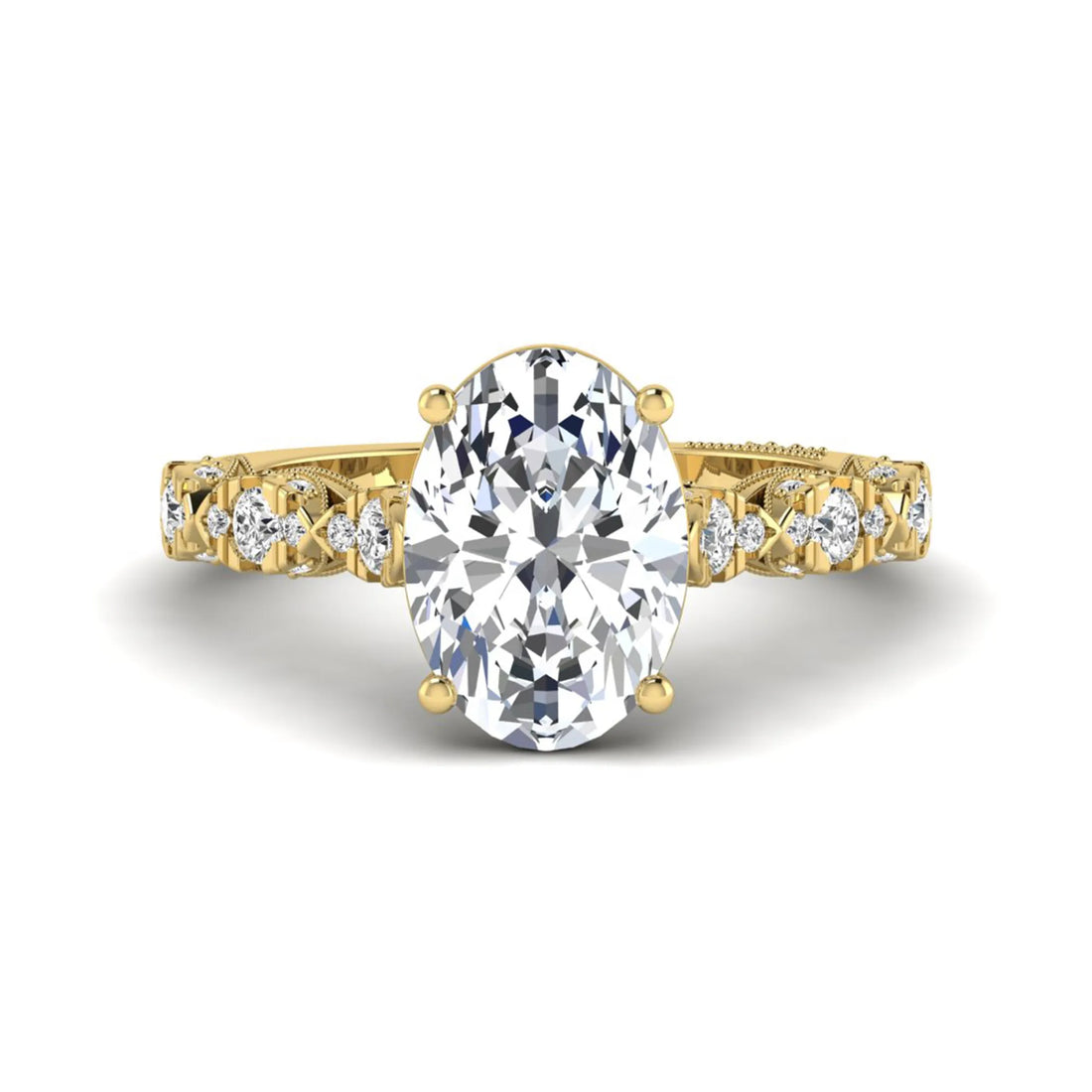 OctaPearl 3 ct Oval Prong Set Lab Grown Diamond Vintage Engagement Ring