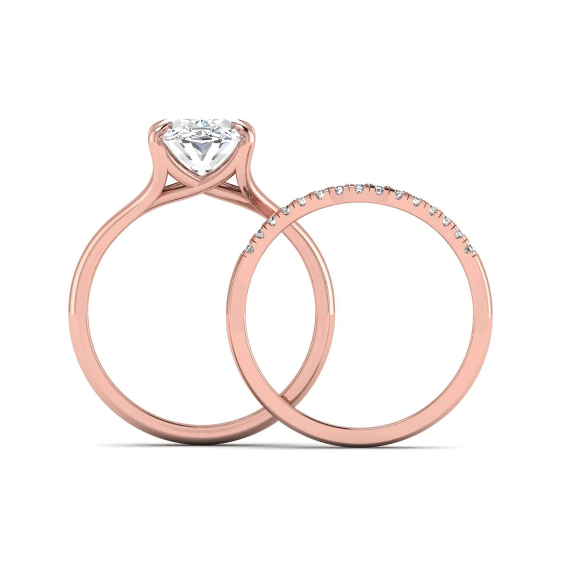 OctaPearl 3 ct Oval Cut Lab Grown Diamond Bridal Ring Set with Split Shank Engagement Ring