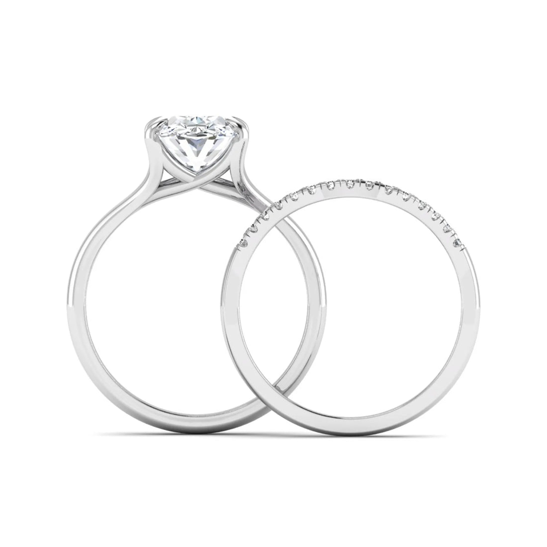 OctaPearl 3 ct Oval Cut Lab Grown Diamond Bridal Ring Set with Split Shank Engagement Ring
