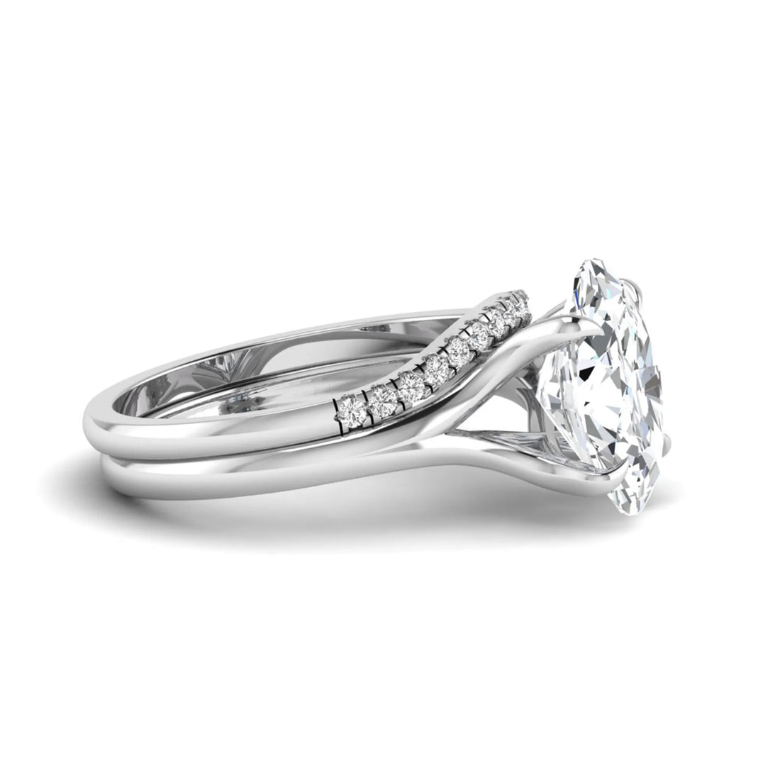 OctaPearl 3 ct Oval Cut Lab Grown Diamond Bridal Ring Set with Split Shank Engagement Ring
