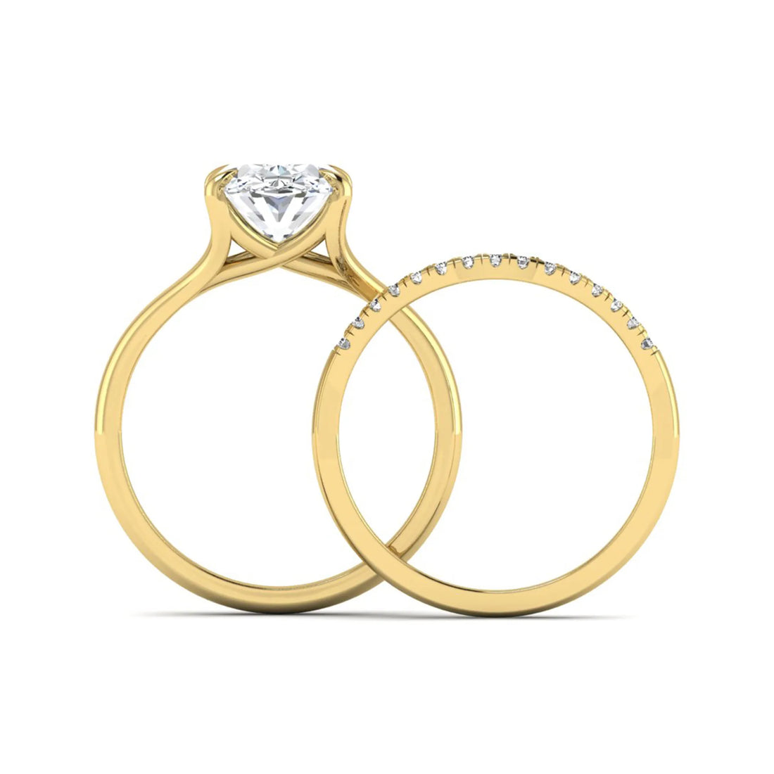 OctaPearl 3 ct Oval Cut Lab Grown Diamond Bridal Ring Set with Split Shank Engagement Ring