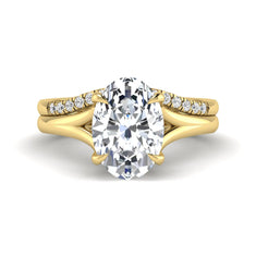 OctaPearl 3 ct Oval Cut Lab Grown Diamond Bridal Ring Set with Split Shank Engagement Ring