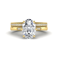 OctaPearl 3 ct Oval Cut Lab Grown Diamond Bridal Ring Set with Pavé Wedding Band