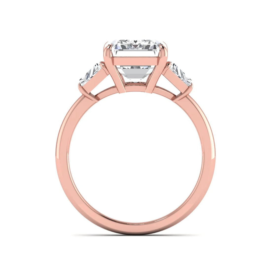 OctaPearl 5 ct Emerald Cut Lab Grown Diamond Three Stone Engagement Ring