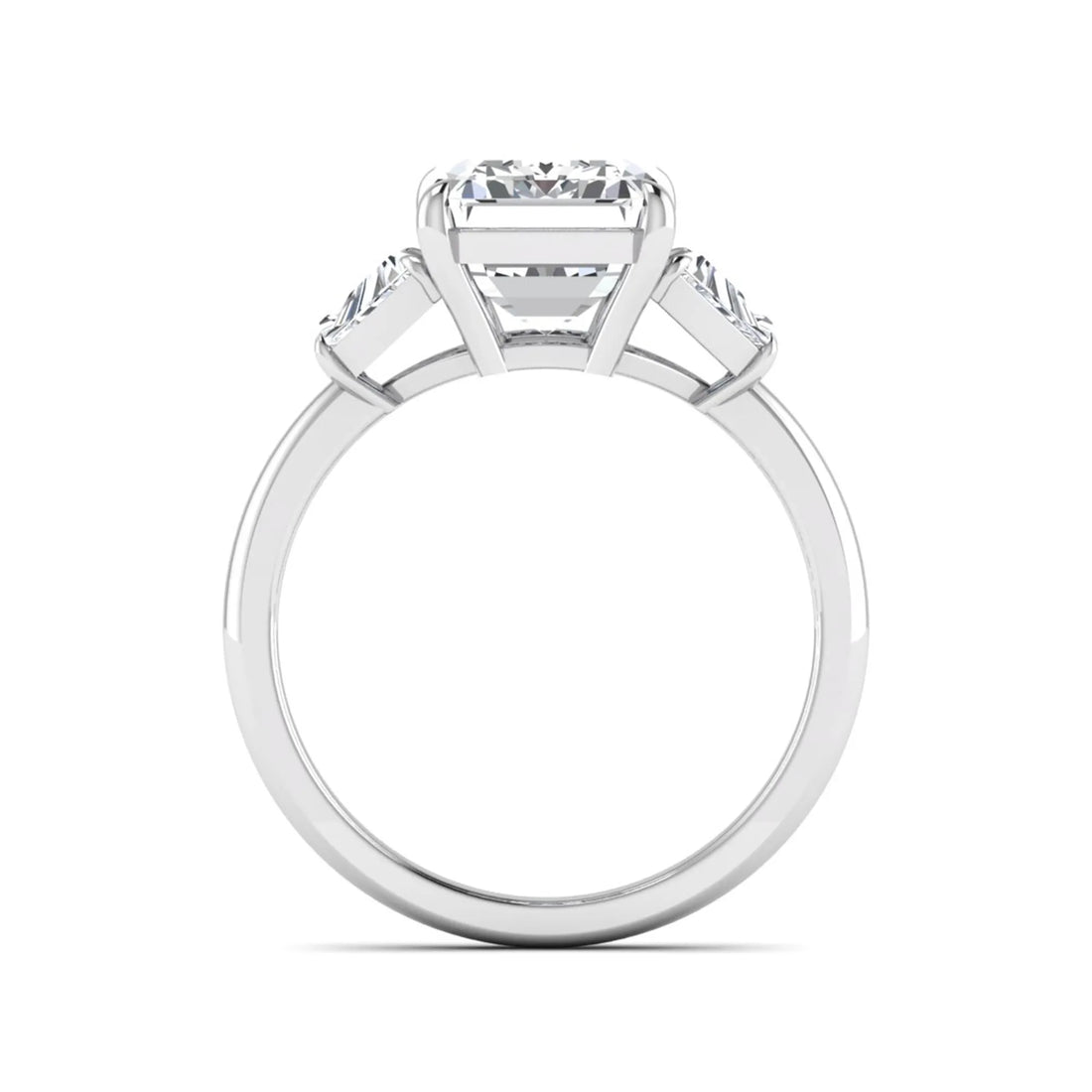 OctaPearl 5 ct Emerald Cut Lab Grown Diamond Three Stone Engagement Ring