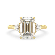 OctaPearl 5 ct Emerald Cut Lab Grown Diamond Three Stone Engagement Ring