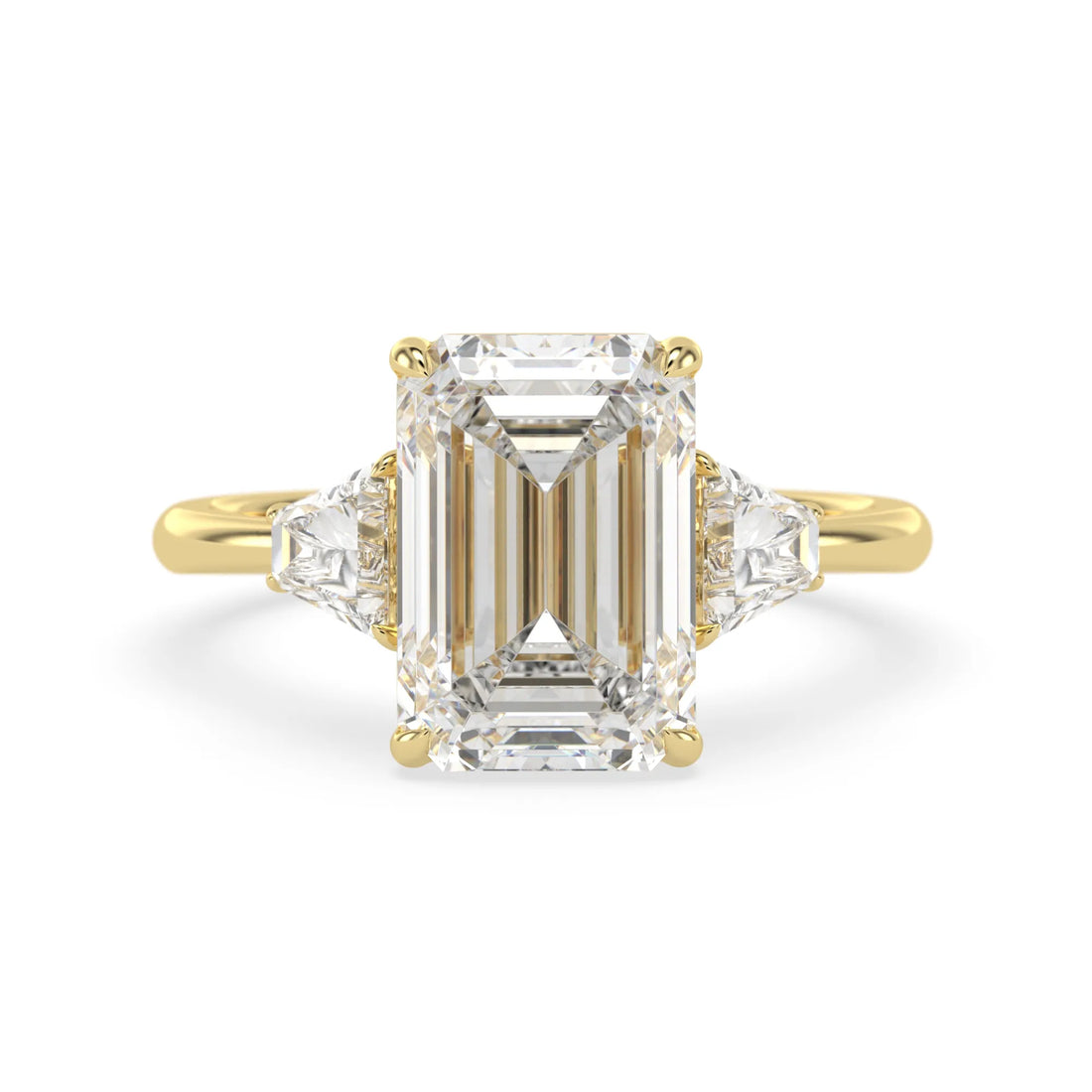 OctaPearl 5 ct Emerald Cut Lab Grown Diamond Three Stone Engagement Ring