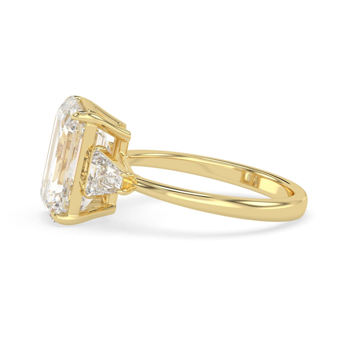 OctaPearl 5 ct Emerald Cut Lab Grown Diamond Three Stone Engagement Ring
