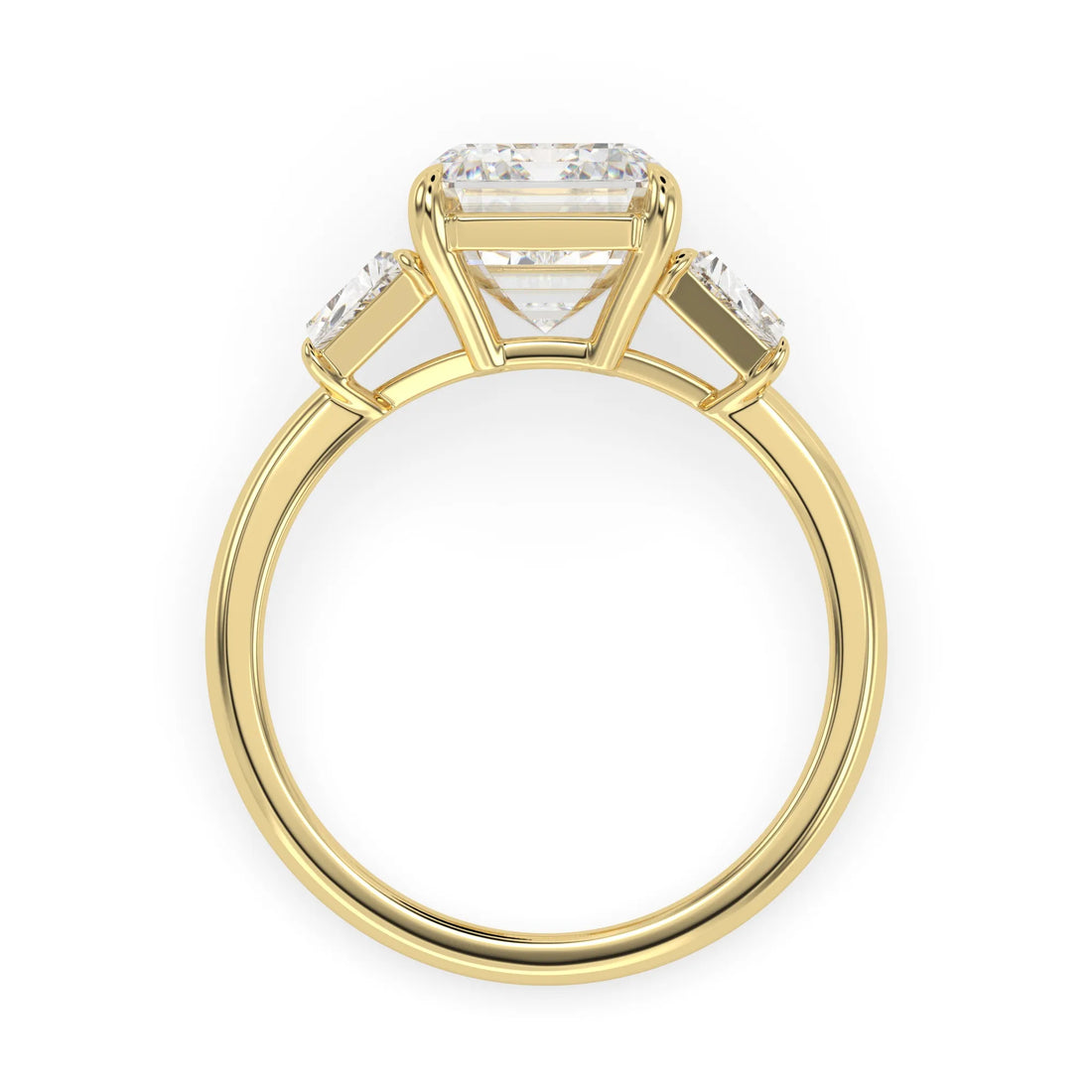OctaPearl 5 ct Emerald Cut Lab Grown Diamond Three Stone Engagement Ring