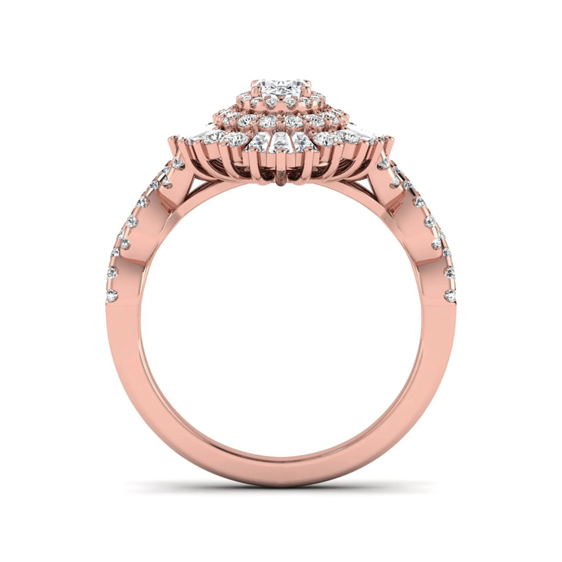 OctaPearl Vintage Oval Lab Grown Diamond Halo Engagement Ring