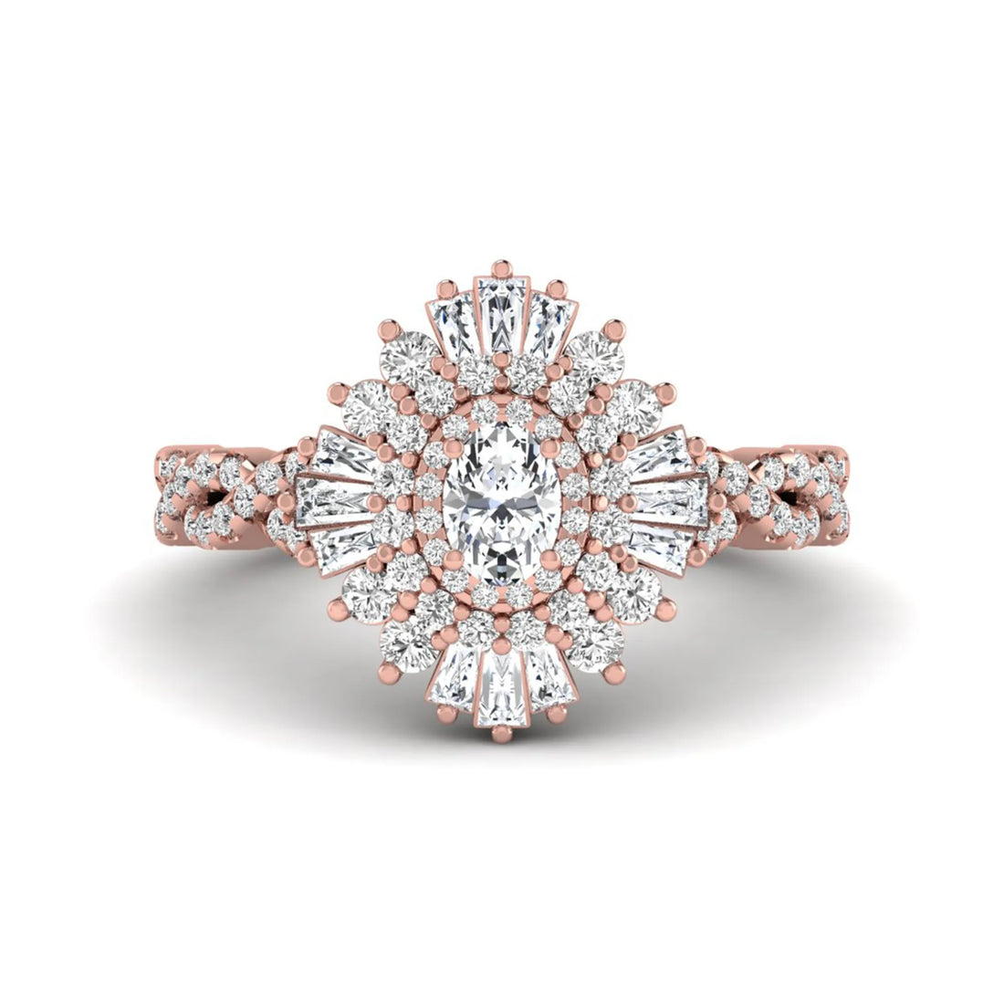 OctaPearl Vintage Oval Lab Grown Diamond Halo Engagement Ring