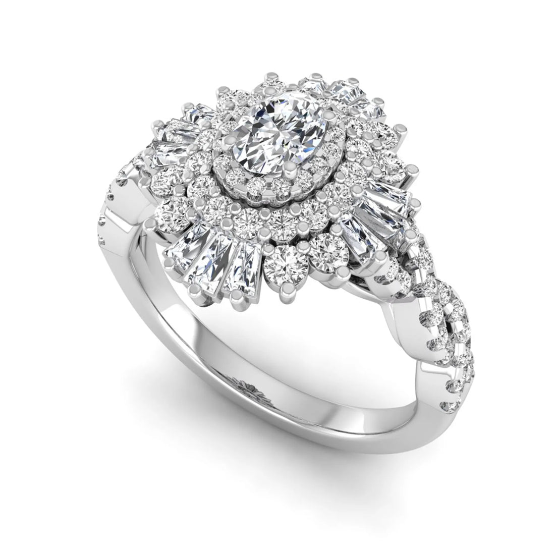 OctaPearl Vintage Oval Lab Grown Diamond Halo Engagement Ring