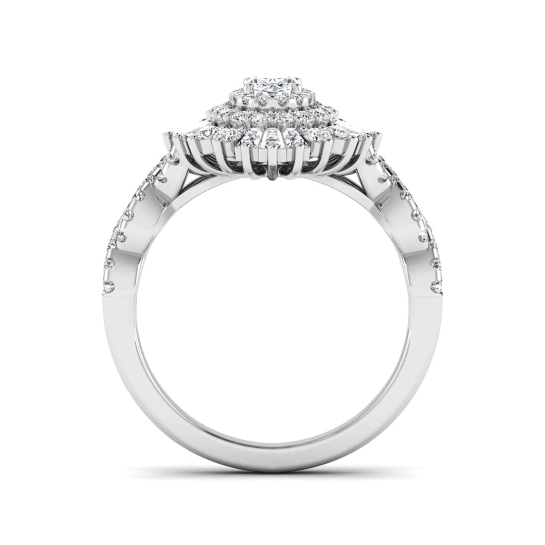 OctaPearl Vintage Oval Lab Grown Diamond Halo Engagement Ring