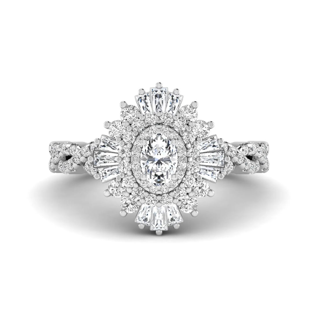 OctaPearl Vintage Oval Lab Grown Diamond Halo Engagement Ring
