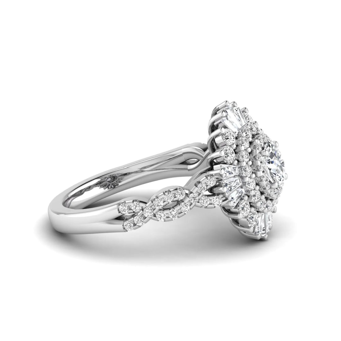 OctaPearl Vintage Oval Lab Grown Diamond Halo Engagement Ring