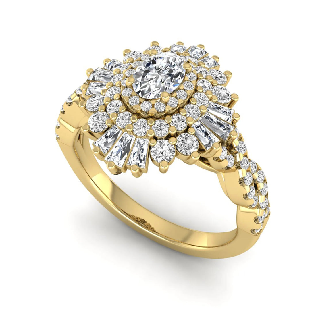 OctaPearl Vintage Oval Lab Grown Diamond Halo Engagement Ring