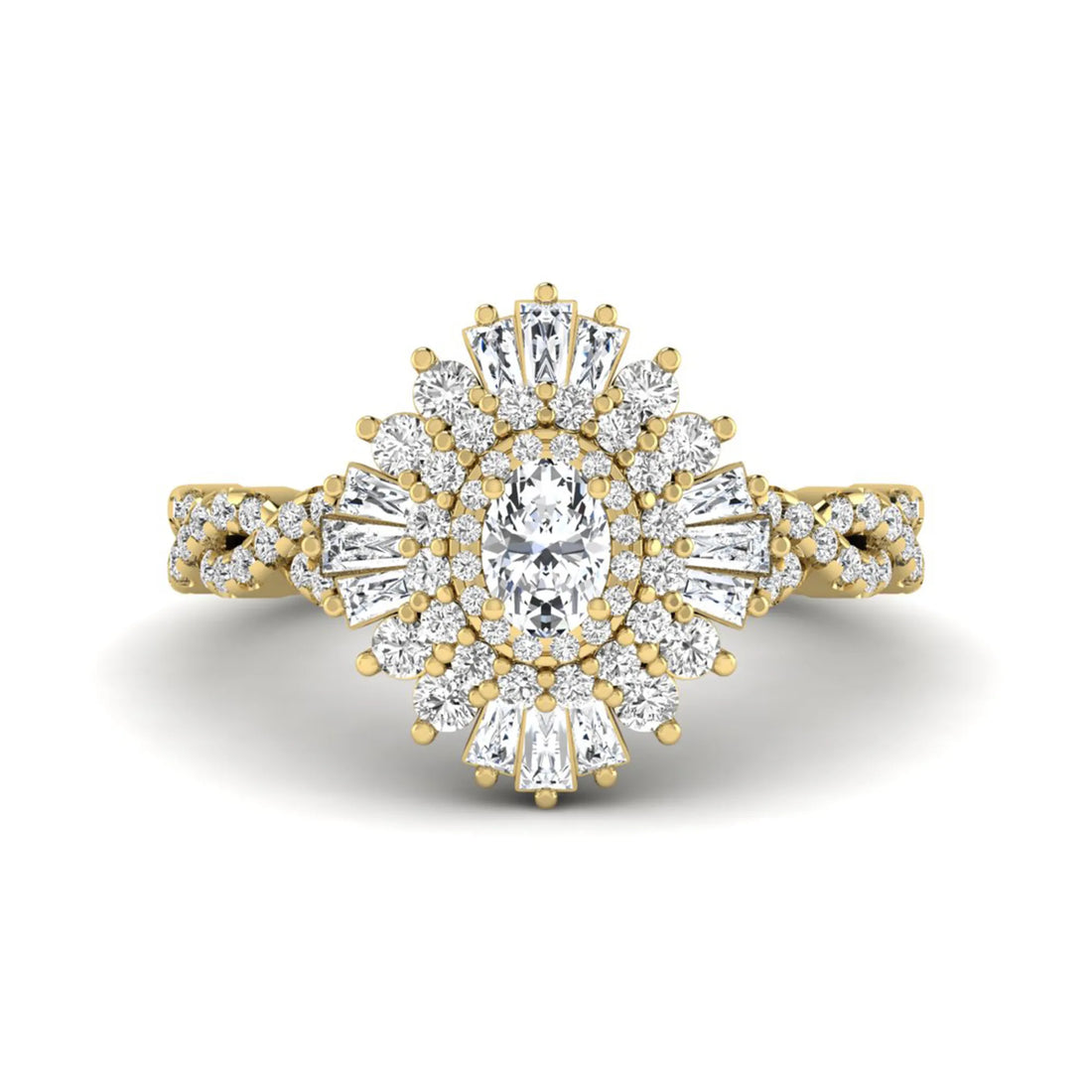 OctaPearl Vintage Oval Lab Grown Diamond Halo Engagement Ring