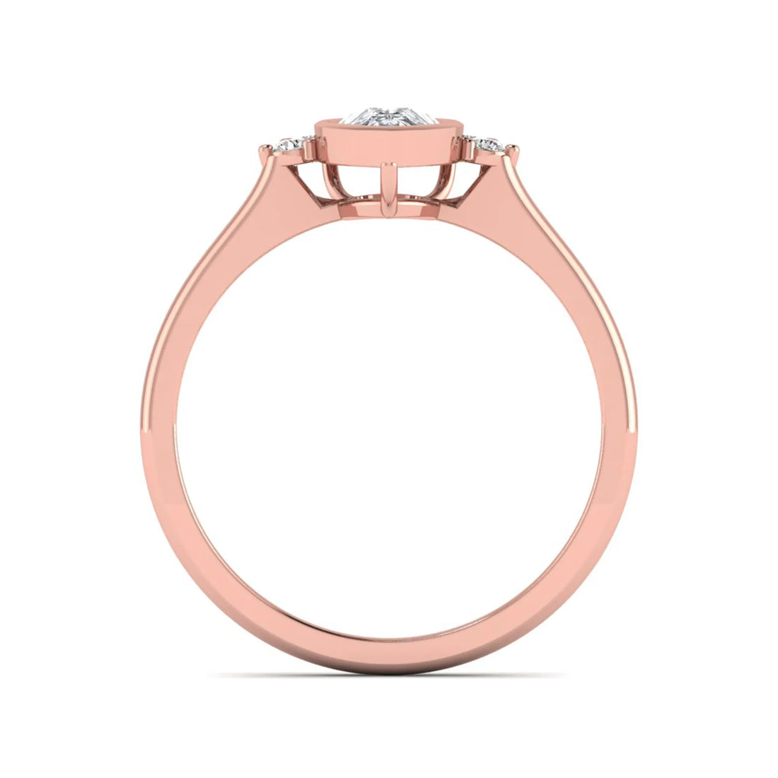 OctaPearl Bezel Set Pear Cut Lab Grown Diamond Half Halo Engagement Ring