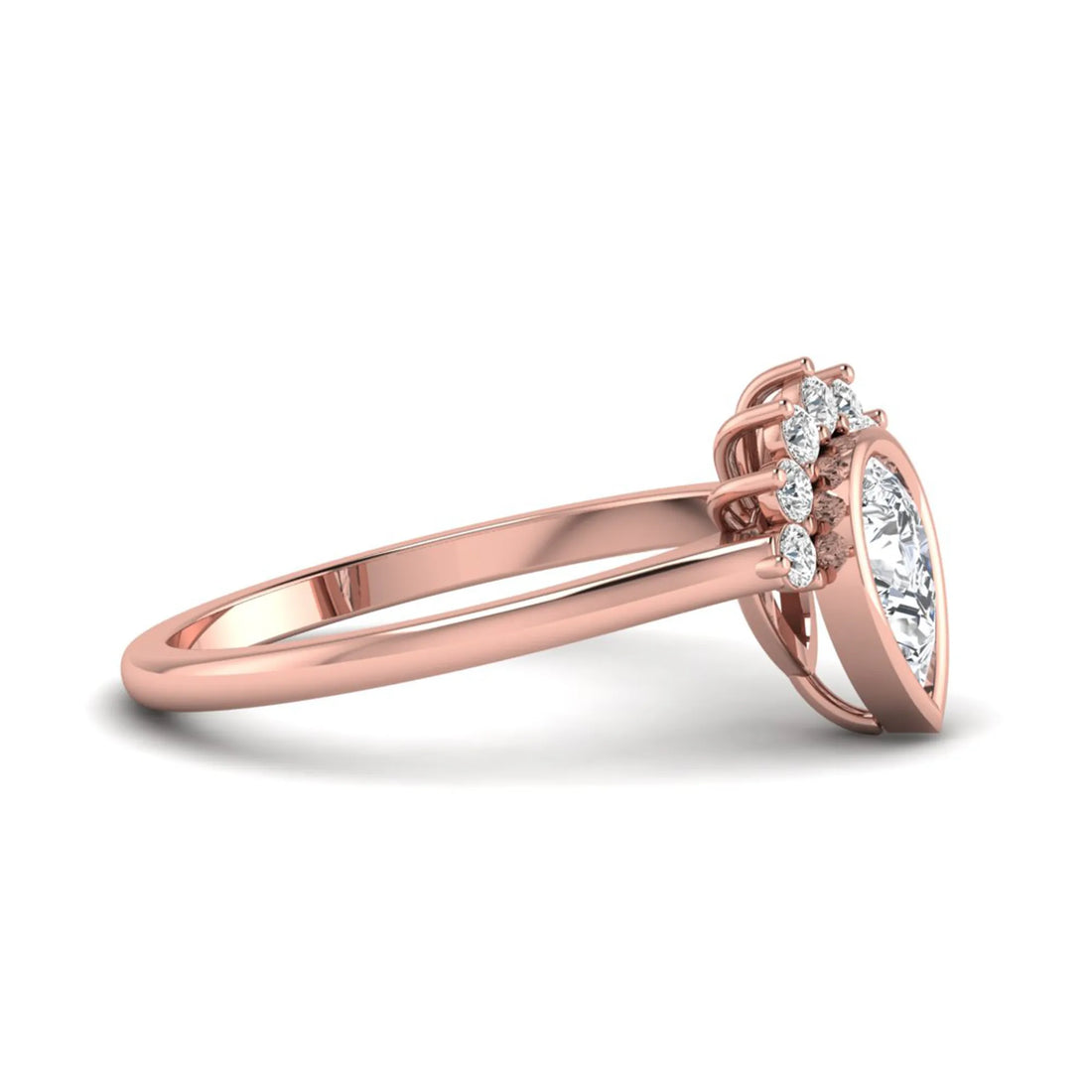 OctaPearl Bezel Set Pear Cut Lab Grown Diamond Half Halo Engagement Ring
