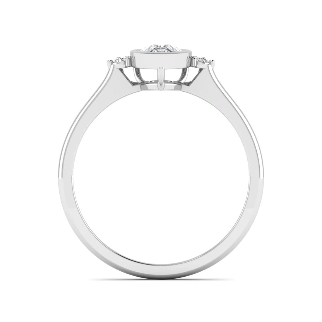 OctaPearl Bezel Set Pear Cut Lab Grown Diamond Half Halo Engagement Ring