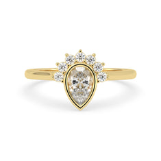 OctaPearl Bezel Set Pear Cut Lab Grown Diamond Half Halo Engagement Ring