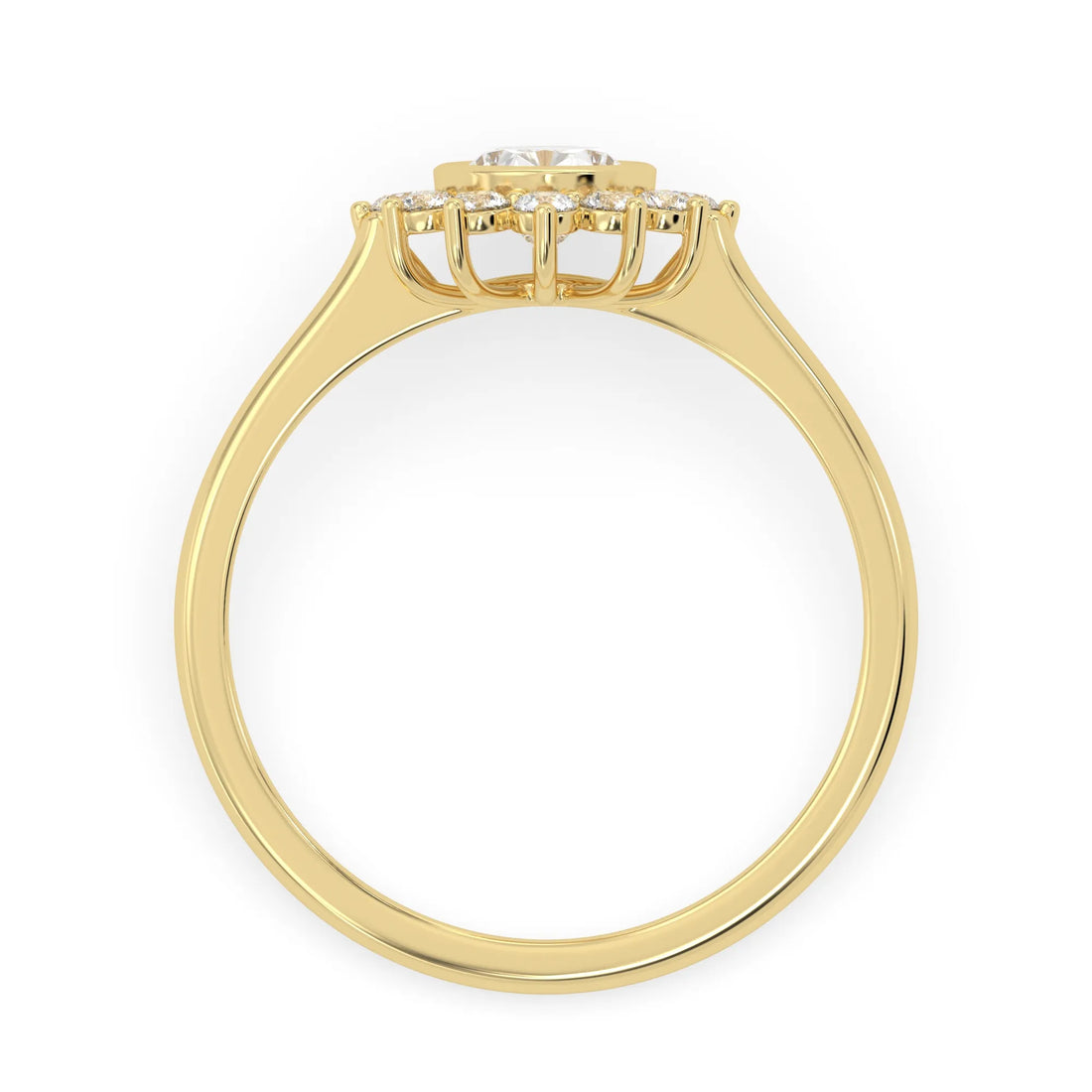 OctaPearl Bezel Set Pear Cut Lab Grown Diamond Half Halo Engagement Ring
