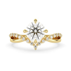 OctaPearl 1 ct Round Cut Lab Grown Diamond Chevron Pave Engagement Ring