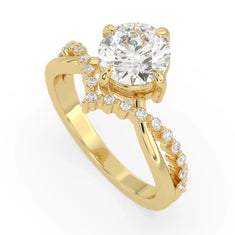 OctaPearl 1 ct Round Cut Lab Grown Diamond Chevron Pave Engagement Ring - alternate view