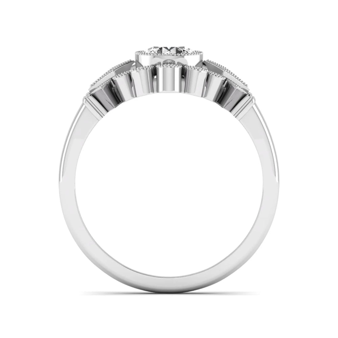 OctaPearl 1 ct Bezel Set Round Lab Grown Diamond Vintage Halo Engagement Ring