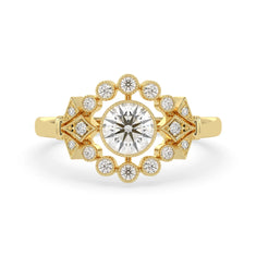 OctaPearl 1 ct Bezel Set Round Lab Grown Diamond Vintage Halo Engagement Ring