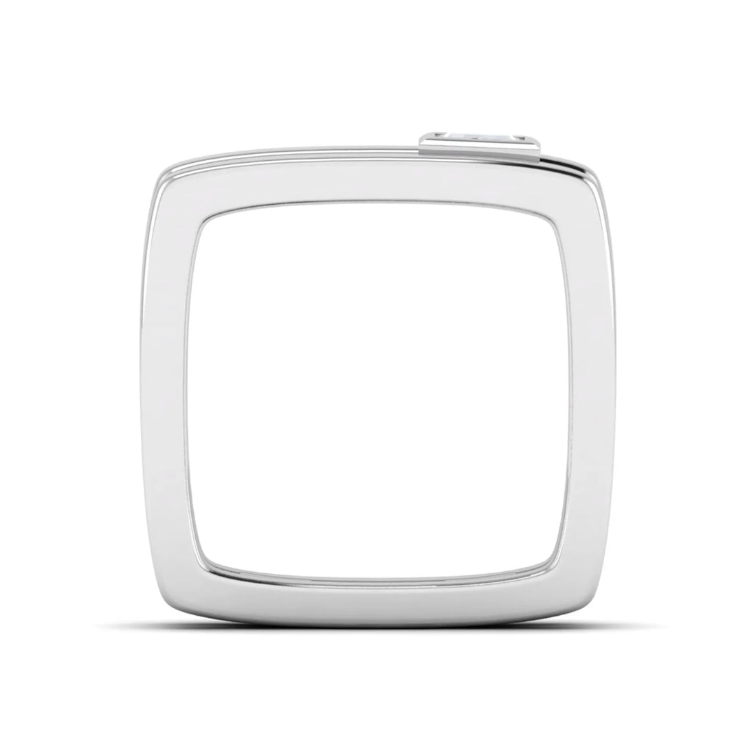 OctaPearl Bezel Set Baguette Solitaire Lab Grown Diamond Open Frame Men's Statement Ring