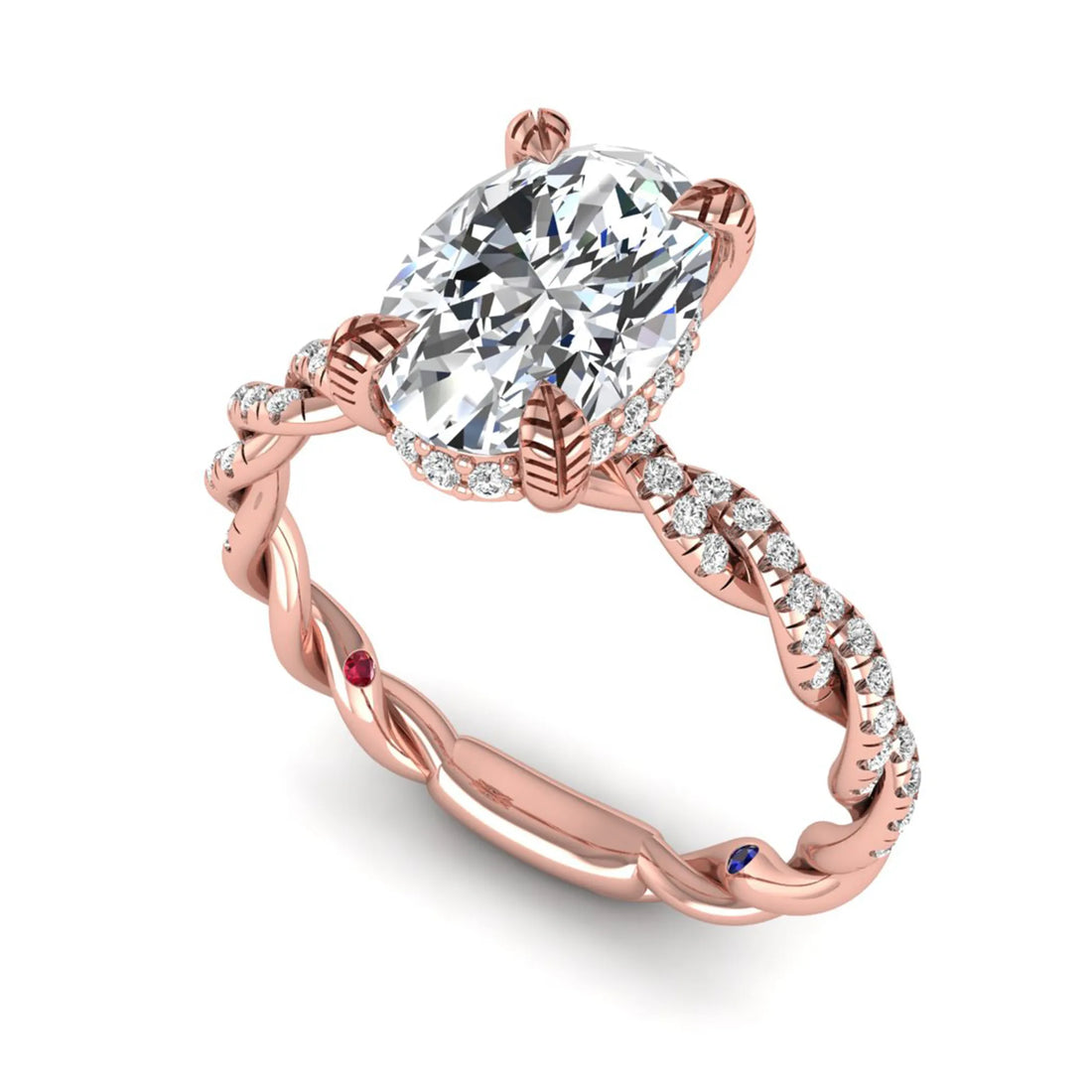 OctaPearl 1.5 ct Oval Cut Prong Set Lab Grown Diamond Twisted Vine Engagement Ring