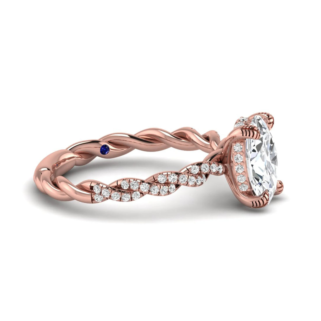 OctaPearl 1.5 ct Oval Cut Prong Set Lab Grown Diamond Twisted Vine Engagement Ring