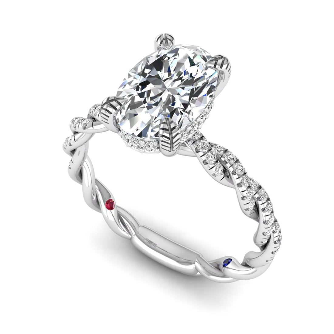 OctaPearl 1.5 ct Oval Cut Prong Set Lab Grown Diamond Twisted Vine Engagement Ring