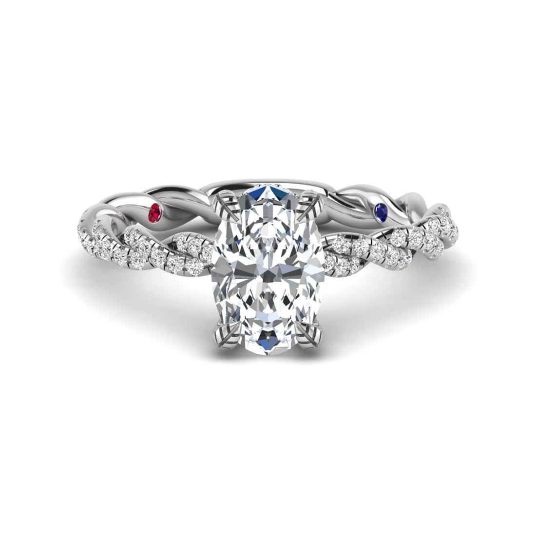 OctaPearl 1.5 ct Oval Cut Prong Set Lab Grown Diamond Twisted Vine Engagement Ring