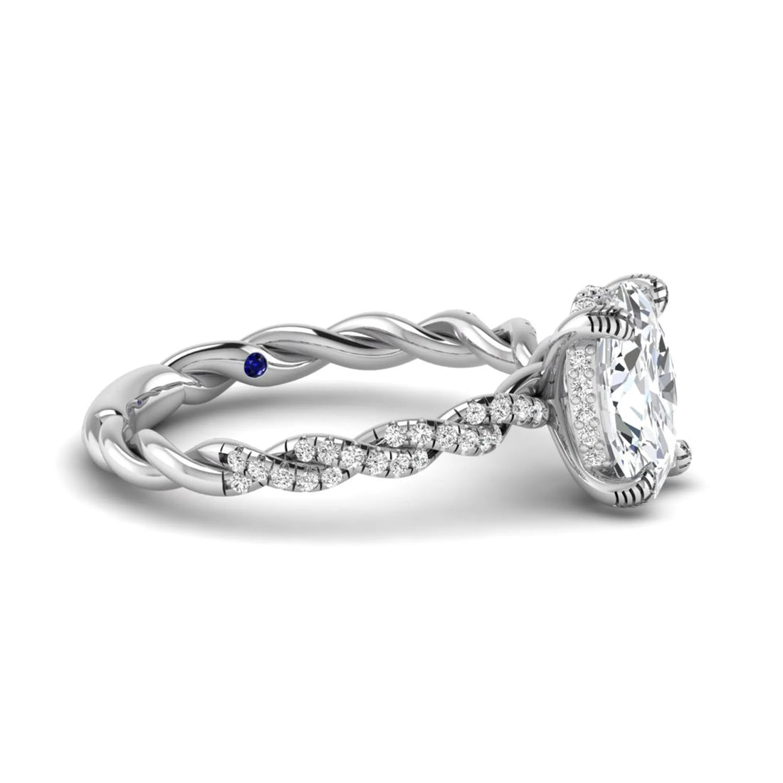 OctaPearl 1.5 ct Oval Cut Prong Set Lab Grown Diamond Twisted Vine Engagement Ring