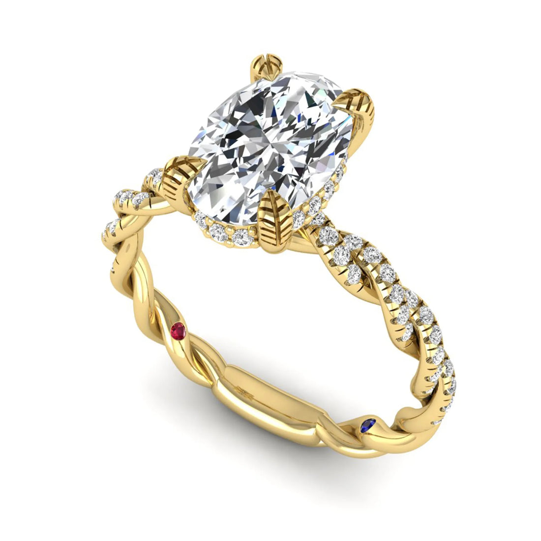 OctaPearl 1.5 ct Oval Cut Prong Set Lab Grown Diamond Twisted Vine Engagement Ring