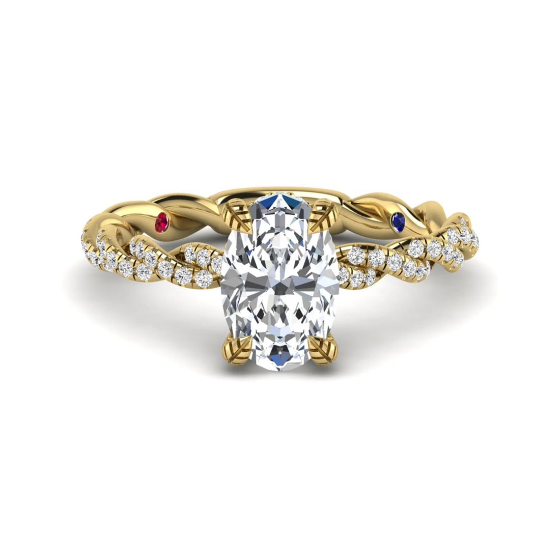 OctaPearl 1.5 ct Oval Cut Prong Set Lab Grown Diamond Twisted Vine Engagement Ring